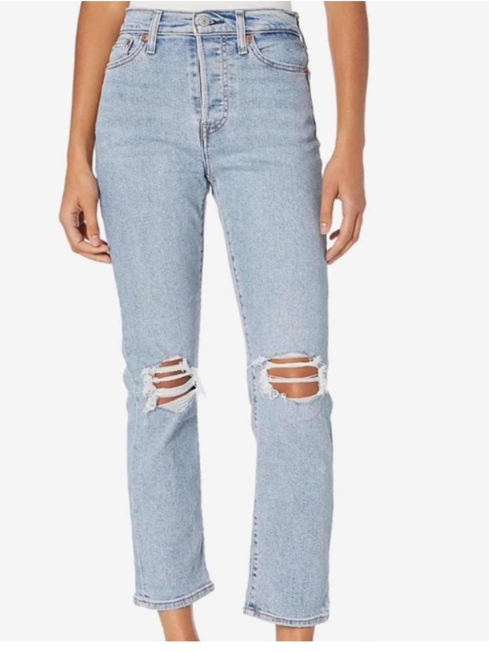 Levi’s Wedgie Straight Distressed Light Wash Jeans